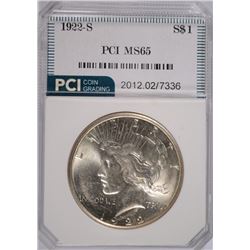 1922-S PEACE SILVER DOLLAR,PCI MS-65 GEM RARE!