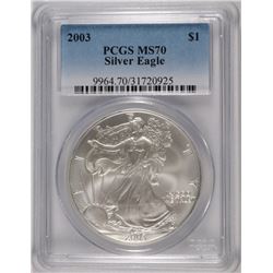2003 AMERICAN SILVER EAGLE, PCGS MS-70! PERFECT!