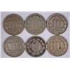 Image 2 : (6) THREE CENT NICKELS (66, 67, 68, 69, 72, 81)