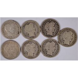 (7) BARBER DIMES (07, 10, 11, 12, 14, 14-D, 16)