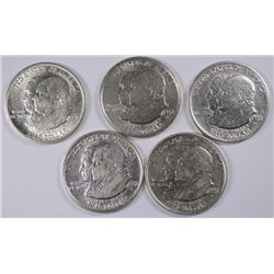 (5) 1923-S MONROE COMMEN HALF DOLLARS XF/AU