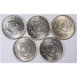 (5) 1952 WASHINGTON/CARVER COMMEN HALF DOLLARS CH BU