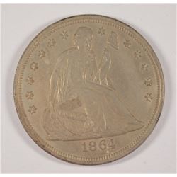 1864 PROOF SEATED DOLLAR PF-63