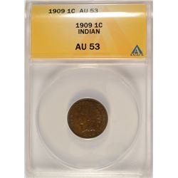 1909 INDIAN HEAD CENT ANACS AU-53
