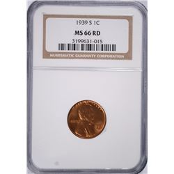 1939-S LINCOLN CENT NGC MS-66 RED !!!