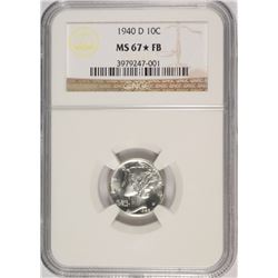 1940-D MERCURY DIME NGC MS-67 (STAR) FB !!!
