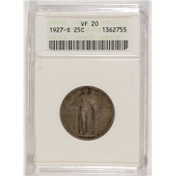 1927-S STANDING LIBERTY QUARTER ANACS VF-20