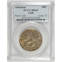 1938 ARKANSAS COMMEN HALF DOLLAR PCGS MS-65