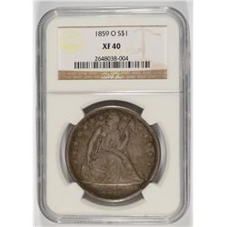 1859-O SEATED DOLLAR NGC XF-40