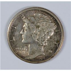 1924-S MERCURY DIME, AU-55  ORIGINAL TONING