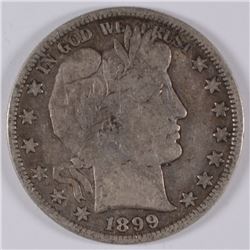 1899 BARBER HALF DOLLAR, VF
