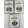 Image 1 : ( 3 )1956 FRANKLIN HALF DOLLARS, NGC MS-64