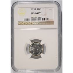 1959 ROOSEVELT DIME, NGC MS-66 FULL TORCH!