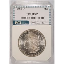 1884-O MORGAN SILVER DOLLAR, PCI MS-65 GEM!