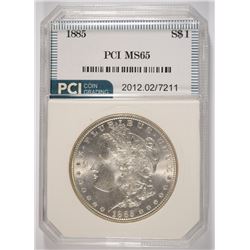 1885 MORGAN SILVER DOLLAR, PCI MS-65 GEM WHITE!