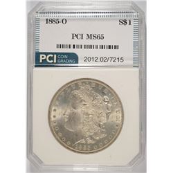 1885-O MORGAN SILVER DOLLAR, PCI MS-65 GEM WHITE!