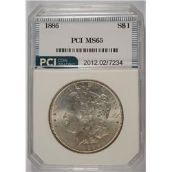 1886 MORGAN SILVER DOLLAR, PCI MS-65 GEM WHITE!