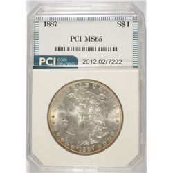 1887 MORGAN SILVER DOLLAR, PCI MS-65 GEM WHITE!