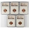 Image 1 : LOT OF ( 5 ) 1944 LINCOLN CENTS, NGC  MS-66 RED