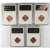 Image 2 : LOT OF ( 5 ) 1944 LINCOLN CENTS, NGC  MS-66 RED