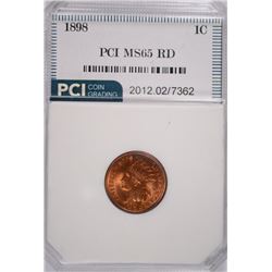 1898 INDIAN HEAD CENT, PCI MS-65 RED