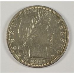 1909-S BARBER QUARTER AU-58