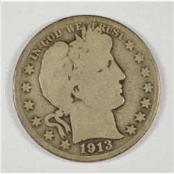 1913 BARBER HALF DOLLAR G/VG