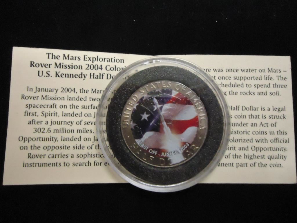 Mars Rover Coin MARS EXPLORATION ROVER MISSION 2004 COLORIZED KENNEDY HALF DOLLAR
