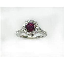 RUBY RD 0.98CT,  14K W/G RING 5.15GRAM / DIAMOND RD 1.11CT