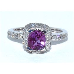 Pink Sapphire  2.72 ctw & Diamond Ring 14KW