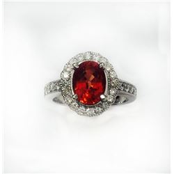 ORANGE SAPPHIRE 2.55CT, 14K W/G RING 4.84GRAM / DIAMOND 0.57CT