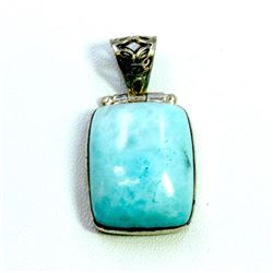 Sterling Silver .925 Turquoise Pendant 9.99g 18x25mm