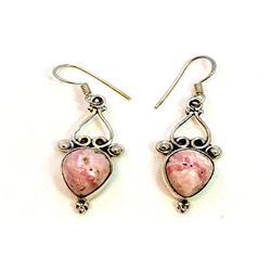 Sterling Silver .925 Pink Gem Earrings