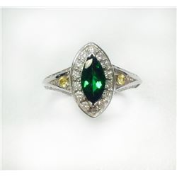 TSAVORITE 0.86CT, 14K W/G RING 4.38GRAM / DIAMOND 0.42CT / Y.SAPP 0.07CT