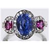 Ceylon Blue Sapphire  4.58 ctw & Pink Sapphire Diamond Ring 14KW