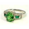 Image 3 : Tsavorite 2.97CT  / Diamond 0.25CT / 14K White Gold Ring 4.33 Gram
