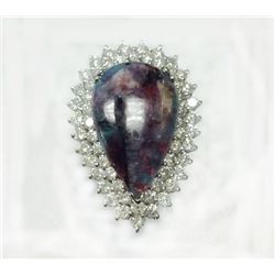 BRAZILIAN TOURMALINE 9.10CT APPROX, 14K W/G RING 10.61GRAM  / DIAMOND RD 2.92CT