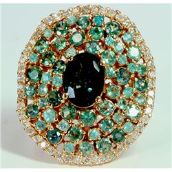 ALEXANDRITE 1.86CT / PARAIBA TOURMALINE 0.57CT / DIAMOND 0.57CT / 18K ROSE GOLD RING 15.32GRAM