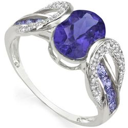 Natural Tanzanite & Diamond Gold Ring