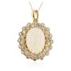 Image 2 : 14KT Yellow Gold 7.82 ctw Opal and Diamond Pendant With Chain