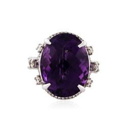 14KT White Gold 17.85 ctw Amethyst and Diamond Ring