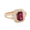 Image 2 : 14KT Rose Gold 1.07 ctw Tourmaline and Diamond Ring
