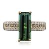 Image 1 : 14KT Yellow Gold 2.45 ctw Green Tourmaline and Diamond Ring