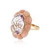 Image 2 : 14KT Rose Gold 9.85 ctw Amethyst and Coral Ring