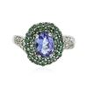 Image 1 : 14KT White Gold 1.53 ctw Tanzanite, Emerald and Diamond Ring