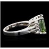 Image 3 : 14KT White Gold 4.41 ctw Green Tourmaline and Diamond Ring