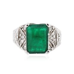 14KT White Gold 5.26 ctw Emerald and Diamond Ring