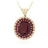 Image 1 : 14KT Yellow Gold 11.30 ctw Ruby and Diamond Pendant With Chain