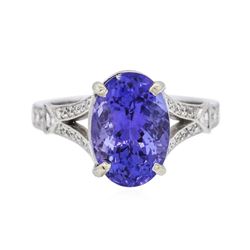 18KT White Gold 4.53 ctw Tanzanite and Diamond Ring