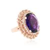 Image 2 : 14KT Rose Gold 9.45 ctw Amethyst and Diamond Ring